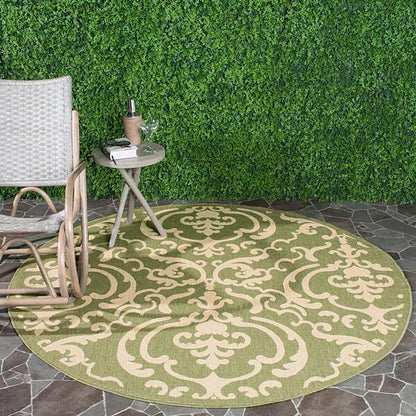 Safavieh Courtyard cy2663-1e06 Olive / Natural Damask Area Rug