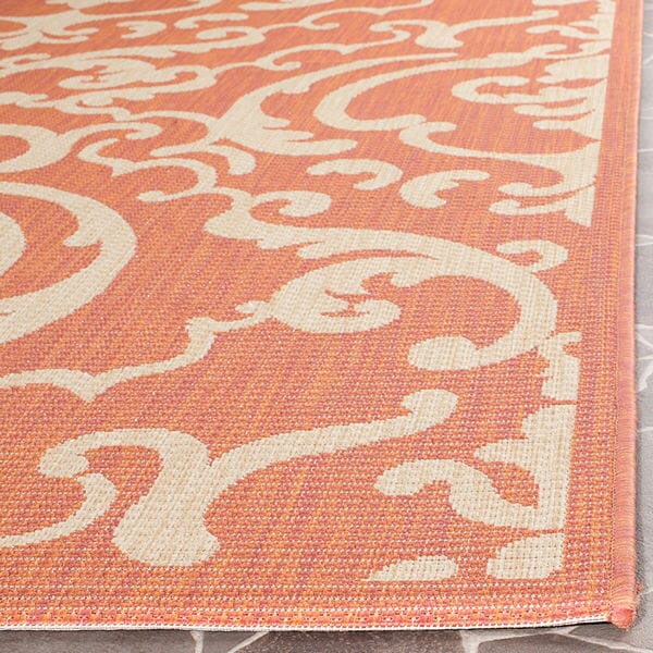 Safavieh Courtyard Cy2663-3202 Terracotta / Natural Damask Area Rug