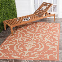 Safavieh Courtyard Cy2663-3202 Terracotta / Natural Damask Area Rug