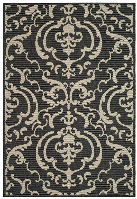 Safavieh Courtyard Cy2663-3908 Sand / Black Damask Area Rug