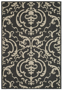 Safavieh Courtyard Cy2663-3908 Sand / Black Damask Area Rug