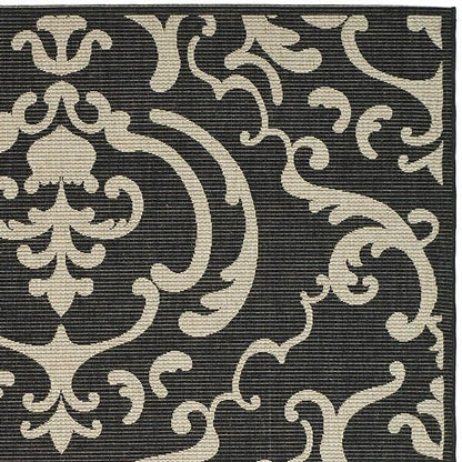 Safavieh Courtyard Cy2663-3908 Sand / Black Damask Area Rug