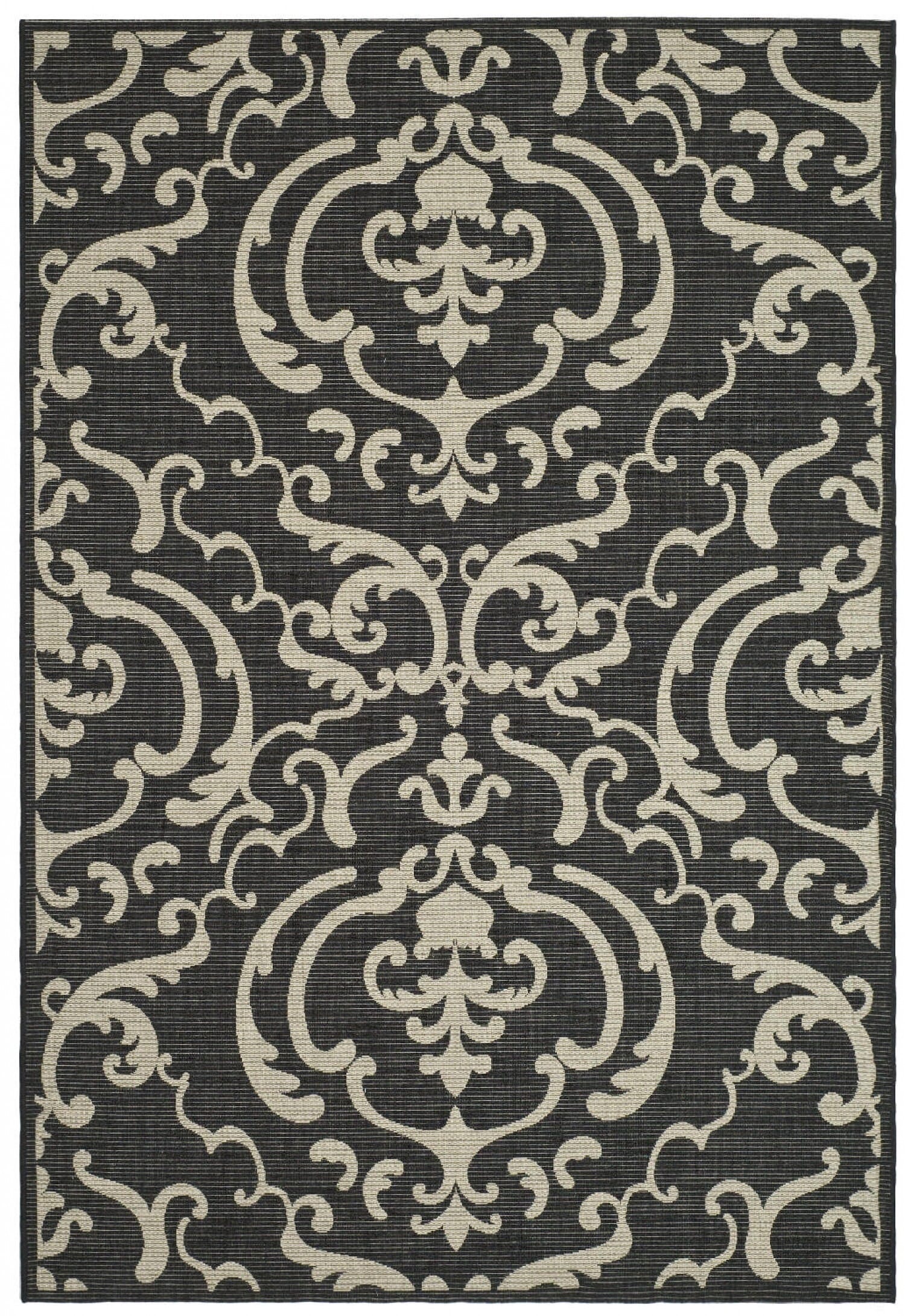 Safavieh Courtyard cy2663-3908 Sand / Black Damask Area Rug