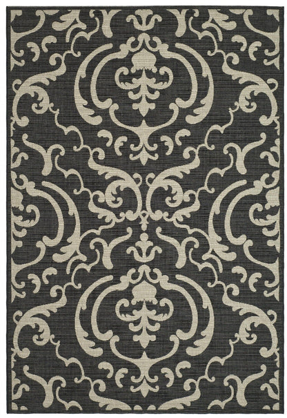 Safavieh Courtyard cy2663-3908 Sand / Black Damask Area Rug