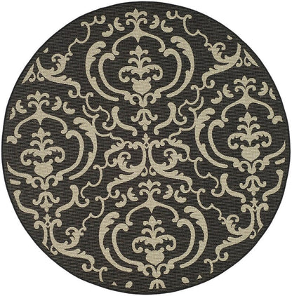 Safavieh Courtyard Cy2663-3908 Sand / Black Damask Area Rug