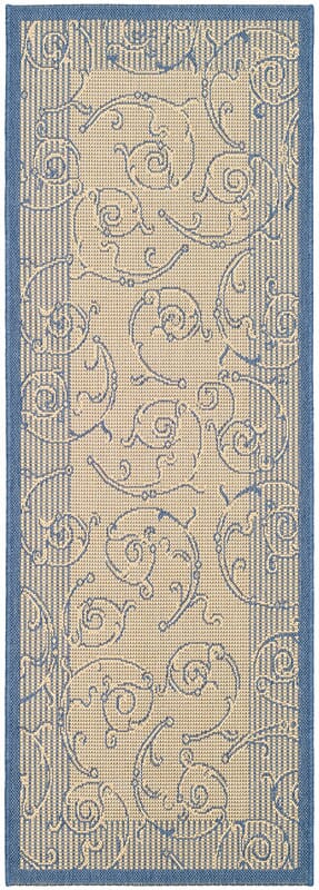 Safavieh Courtyard Cy2665-3101 Natural / Blue Bordered Area Rug