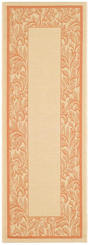 Safavieh Courtyard Cy2666-3201 Terracotta / Natural Bordered Area Rug