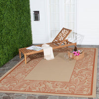 Safavieh Courtyard Cy2666-3201 Terracotta / Natural Bordered Area Rug