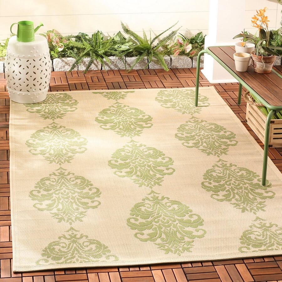 Safavieh Courtyard Cy2720-1E01 Natural / Olive Damask Area Rug