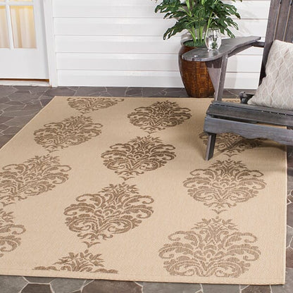 Safavieh Courtyard Cy2720-3001 Natural / Brown Damask Area Rug