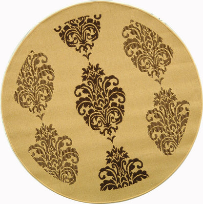 Safavieh Courtyard Cy2720-3001 Natural / Brown Damask Area Rug