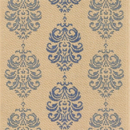 Safavieh Courtyard Cy2720-3101 Natural / Blue Damask Area Rug