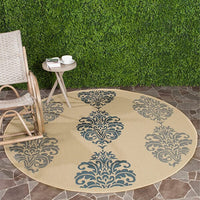 Safavieh Courtyard Cy2720-3101 Natural / Blue Damask Area Rug