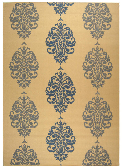 Safavieh Courtyard Cy2720-3101 Natural / Blue Damask Area Rug