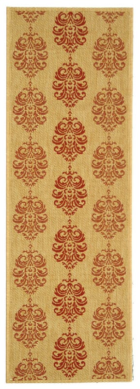 Safavieh Courtyard Cy2720-3701 Natural / Red Damask Area Rug