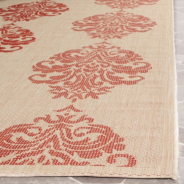 Safavieh Courtyard Cy2720-3701 Natural / Red Damask Area Rug