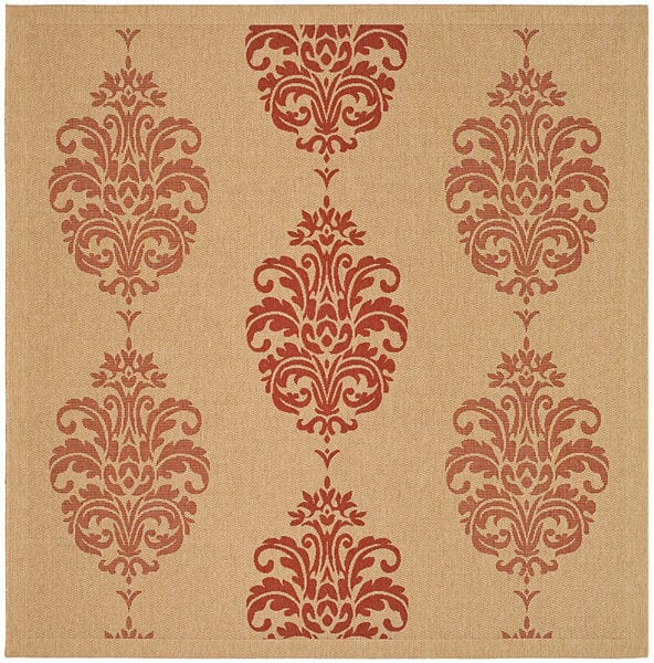 Safavieh Courtyard Cy2720-3701 Natural / Red Damask Area Rug