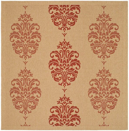 Safavieh Courtyard Cy2720-3701 Natural / Red Damask Area Rug