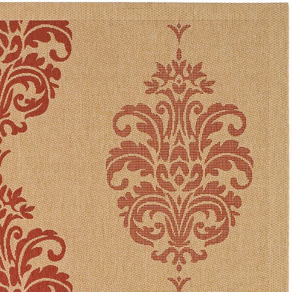 Safavieh Courtyard Cy2720-3701 Natural / Red Damask Area Rug