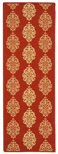Safavieh Courtyard Cy2720-3707 Red / Natural Damask Area Rug