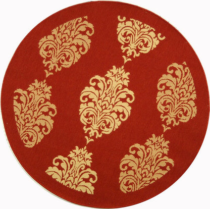 Safavieh Courtyard Cy2720-3707 Red / Natural Damask Area Rug