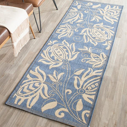 Safavieh Courtyard Cy2961-3103 Blue / Natural Floral / Country Area Rug