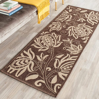 Safavieh Courtyard Cy2961-3409 Chocolate / Natural Floral / Country Area Rug