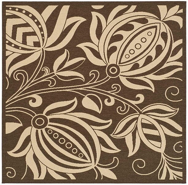 Safavieh Courtyard Cy2961-3409 Chocolate / Natural Floral / Country Area Rug
