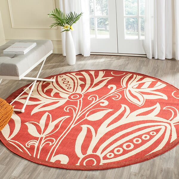 Safavieh Courtyard Cy2961-3707 Red / Natural Floral / Country Area Rug