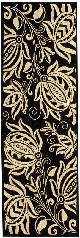 Safavieh Courtyard Cy2961-3908 Black / Sand Floral / Country Area Rug
