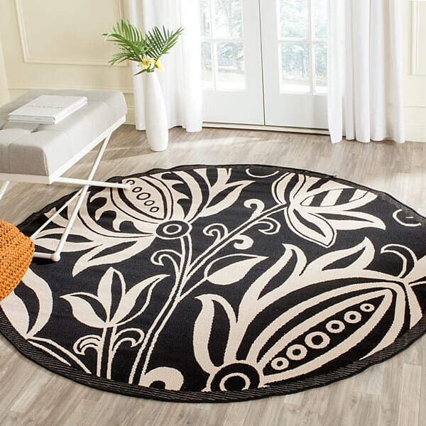 Safavieh Courtyard Cy2961-3908 Black / Sand Floral / Country Area Rug