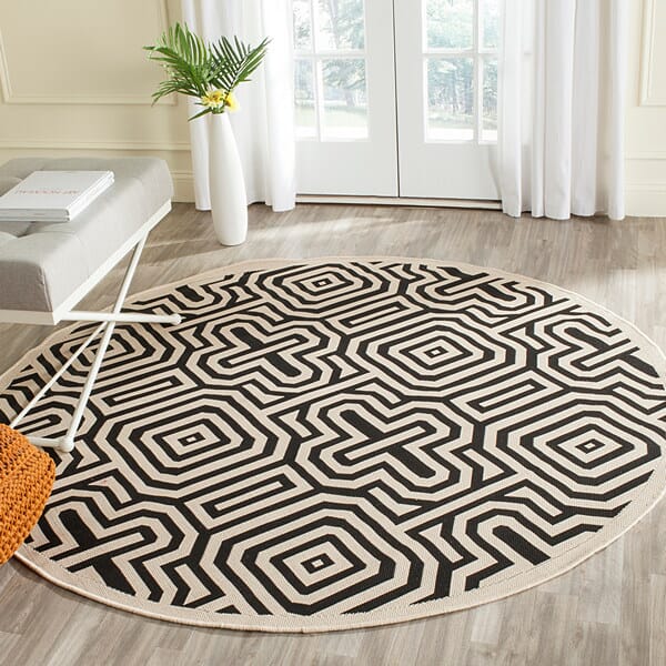 Safavieh Courtyard Cy2962-3901 Sand / Black Geometric Area Rug