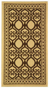 Safavieh Courtyard Cy3040-3001 Natural / Brown Damask Area Rug