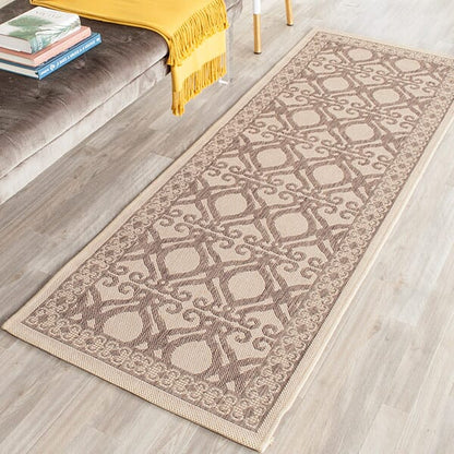 Safavieh Courtyard Cy3040-3001 Natural / Brown Damask Area Rug