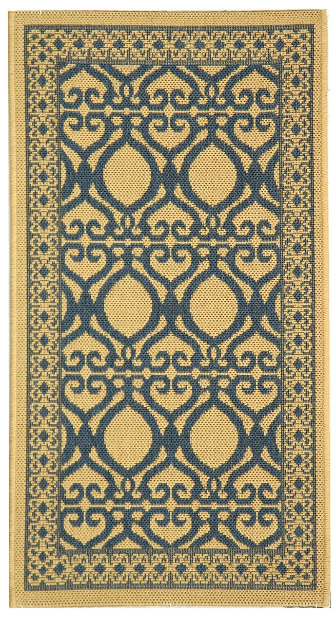 Safavieh Courtyard Cy3040-3101 Natural / Blue Damask Area Rug