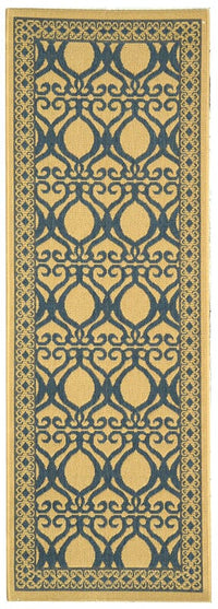 Safavieh Courtyard Cy3040-3101 Natural / Blue Damask Area Rug