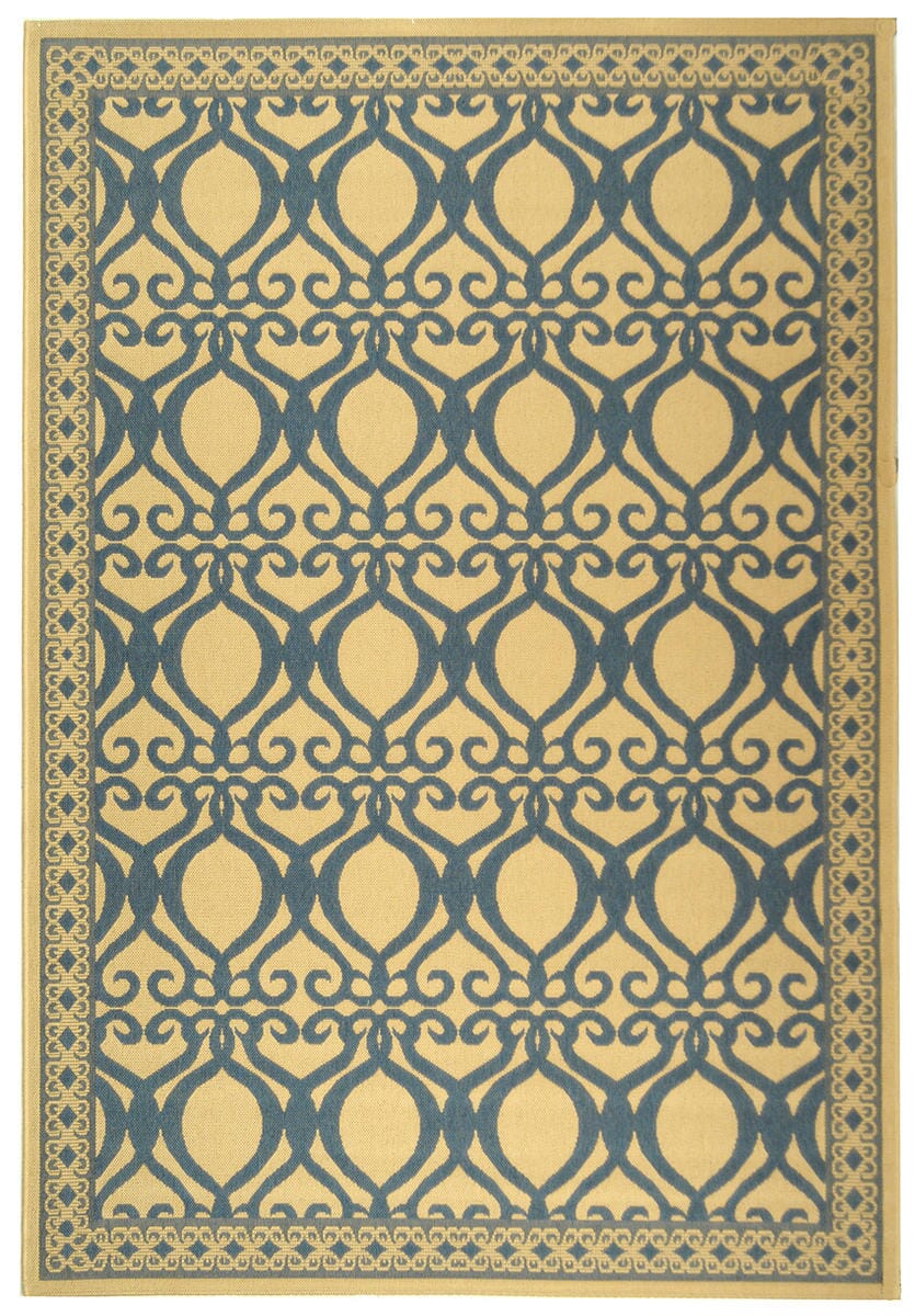 Safavieh Courtyard Cy3040-3101 Natural / Blue Damask Area Rug