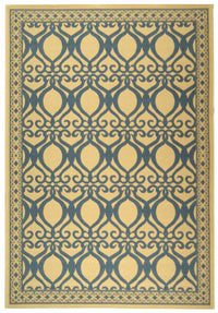 Safavieh Courtyard Cy3040-3101 Natural / Blue Damask Area Rug