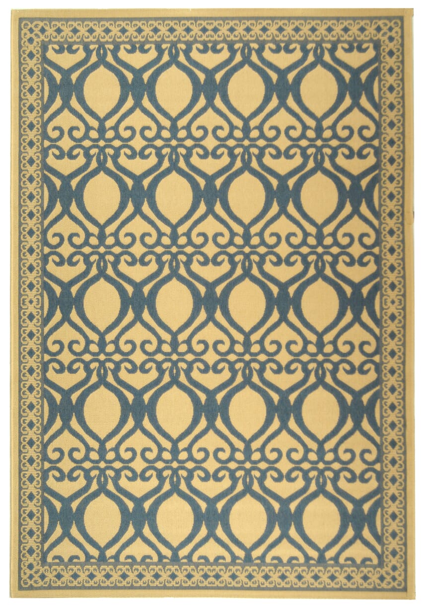 Safavieh Courtyard Cy3040-3101 Natural / Blue Damask Area Rug