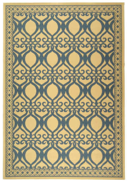 Safavieh Courtyard Cy3040-3101 Natural / Blue Damask Area Rug