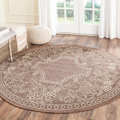 Safavieh Courtyard Cy3305-3409 Chocolate / Natural Floral / Country Area Rug