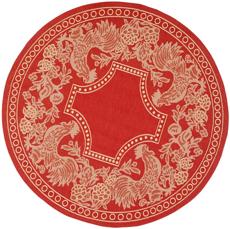 Safavieh Courtyard Cy3305-3707 Red / Natural Floral / Country Area Rug