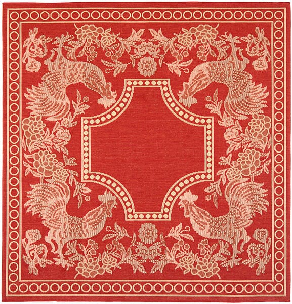 Safavieh Courtyard Cy3305-3707 Red / Natural Floral / Country Area Rug