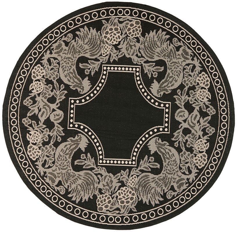 Safavieh Courtyard Cy3305-3908 Black / Sand Floral / Country Area Rug