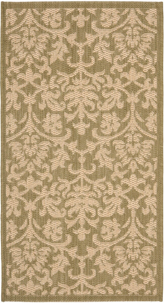 Safavieh Courtyard Cy3416-1E06 Olive / Natural Damask Area Rug