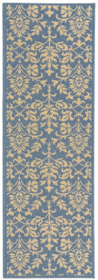 Safavieh Courtyard Cy3416-3103 Blue / Natural Damask Area Rug