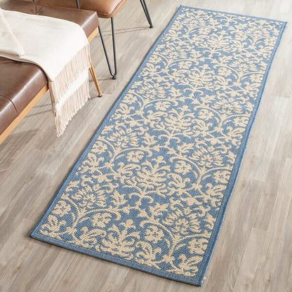 Safavieh Courtyard Cy3416-3103 Blue / Natural Damask Area Rug