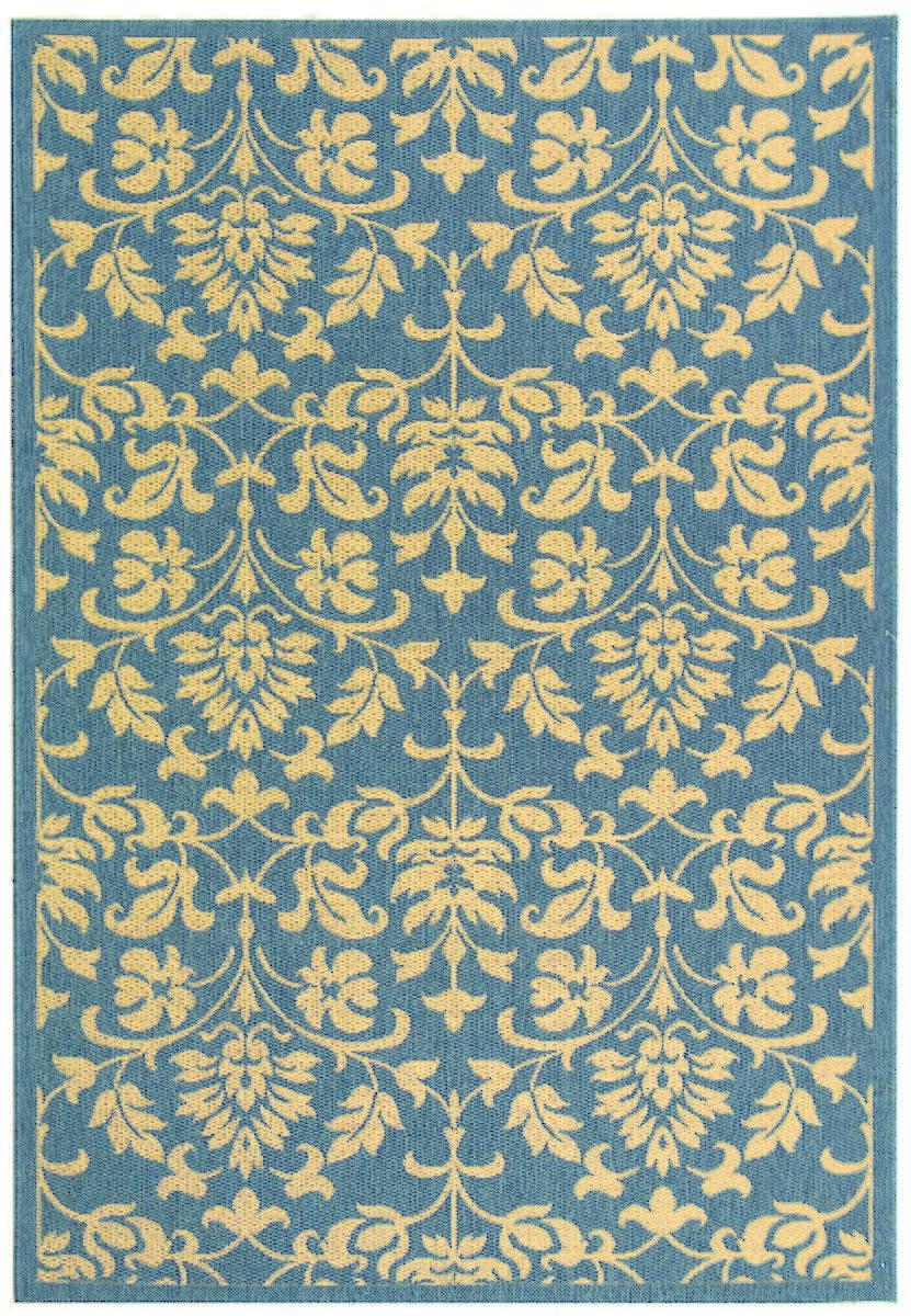 Safavieh Courtyard Cy3416-3103 Blue / Natural Damask Area Rug