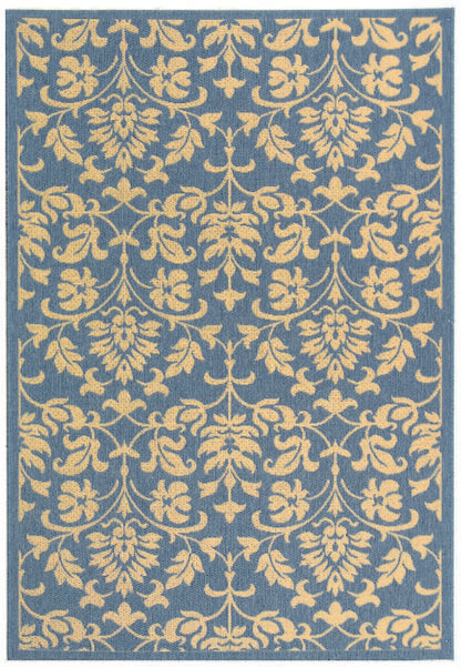 Safavieh Courtyard Cy3416-3103 Blue / Natural Damask Area Rug