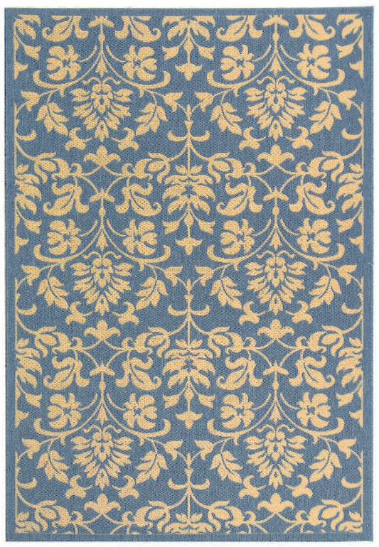 Safavieh Courtyard Cy3416-3103 Blue / Natural Damask Area Rug